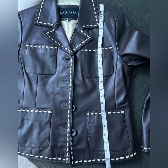 SAGUARO women’s SIZE Medium Brown Button Down Leather Jacket NWOT - Picture 6 of 9